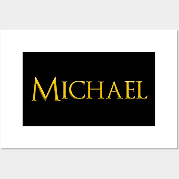 Michael Male Name Gold On Dark Wall Art by funfun